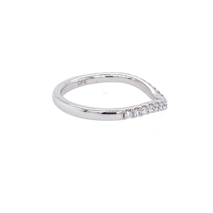 14K White Gold 0.25ctw Round Diamond Contoured Wedding Band