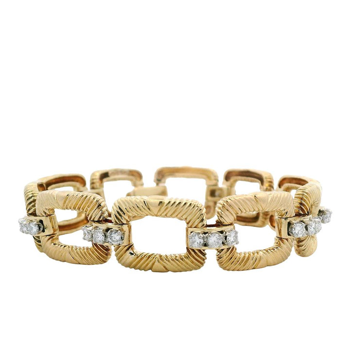 Estate Platinum & 18K Yellow Gold 1ctw Diamond Link Bracelet