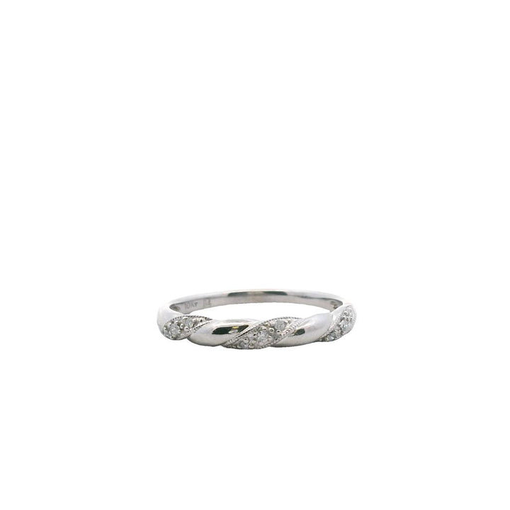 Estate 10K White Gold 0.07ctw Diamond Twist Band