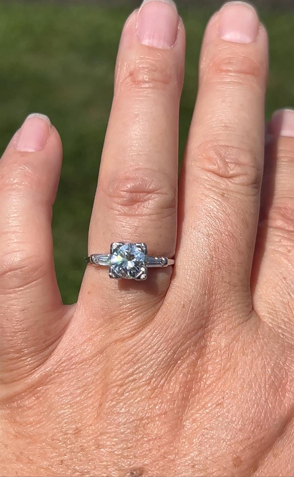 Estate Platinum 1.56ctw Transitional Cut Diamond Vintage Inspired Engagement Ring