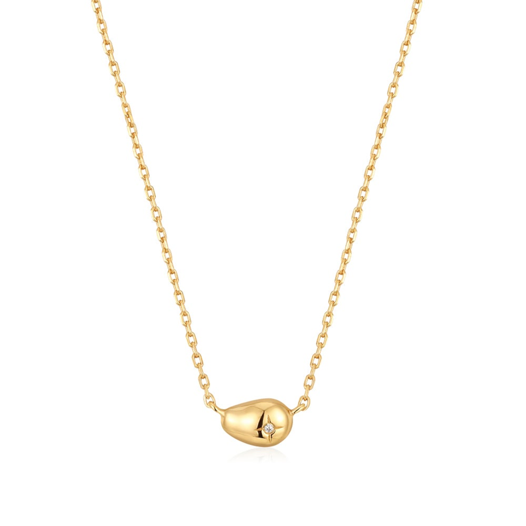 14K Yellow Gold Plated Pebble Sparkle Necklace by Ania Haie