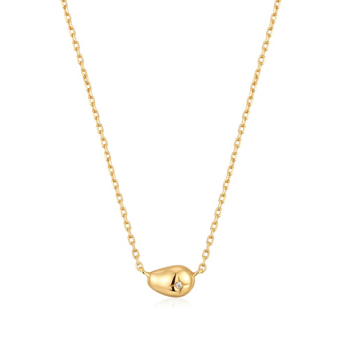 14K Yellow Gold Plated Pebble Sparkle Necklace by Ania Haie