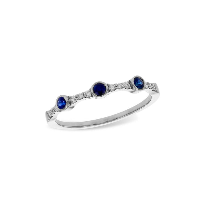 14K White Gold 0.25ctw Blue Sapphire & Diamond Station Ring by Allison Kaufman