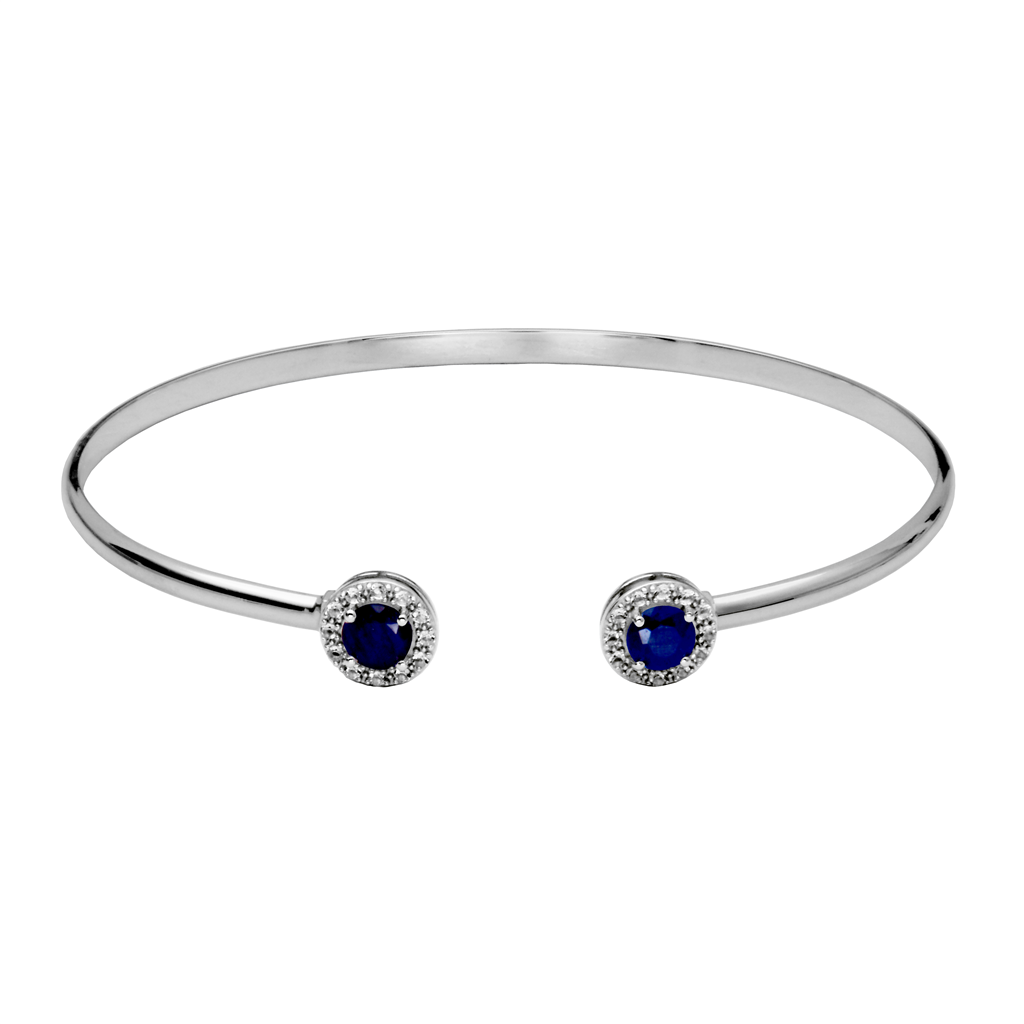 Sterling Silver Dyed Blue Sapphire & White Topaz Cuff Bracelet by Samuel B.