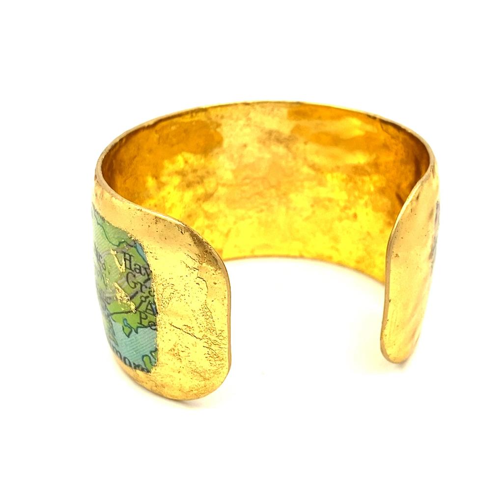 22K Gold Leaf Frederick,MD Map Cuff Bracelet by Evocateur