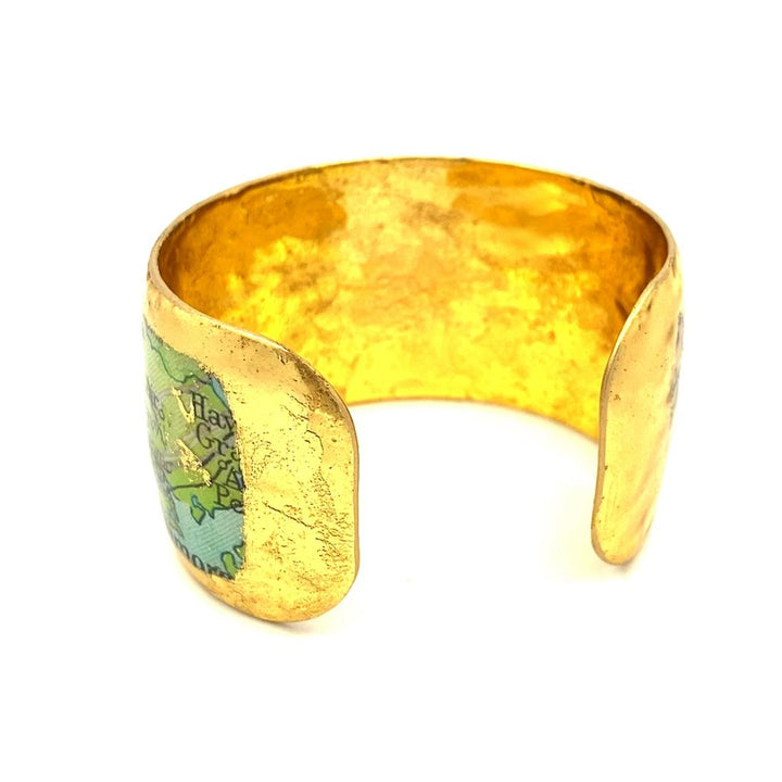 22K Gold Leaf Frederick,MD Map Cuff Bracelet by Evocateur