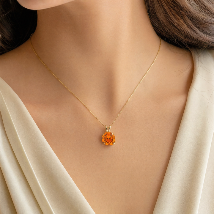 Estate 14KT Yellow Gold Octagonal Citrine Pendant