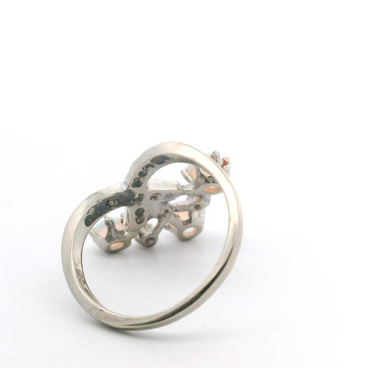 Estate 14K White Gold Opal & Diamond Ring