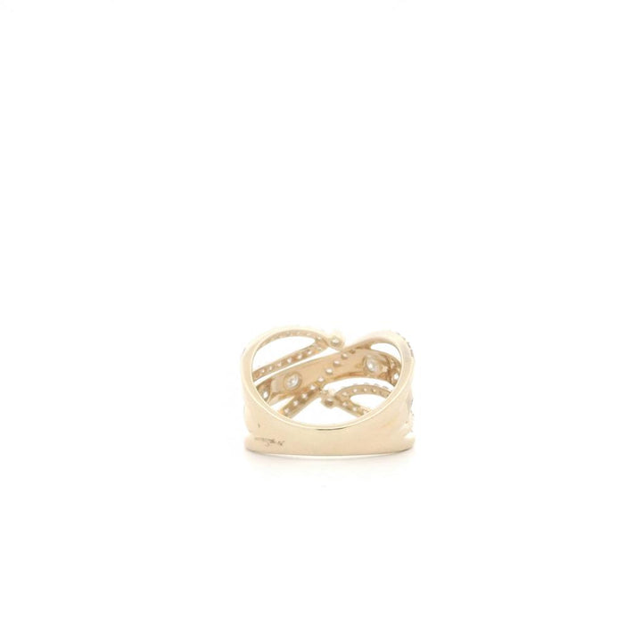 14K Yellow Gold Round Diamond Crossover Ring - 1.00 TCW