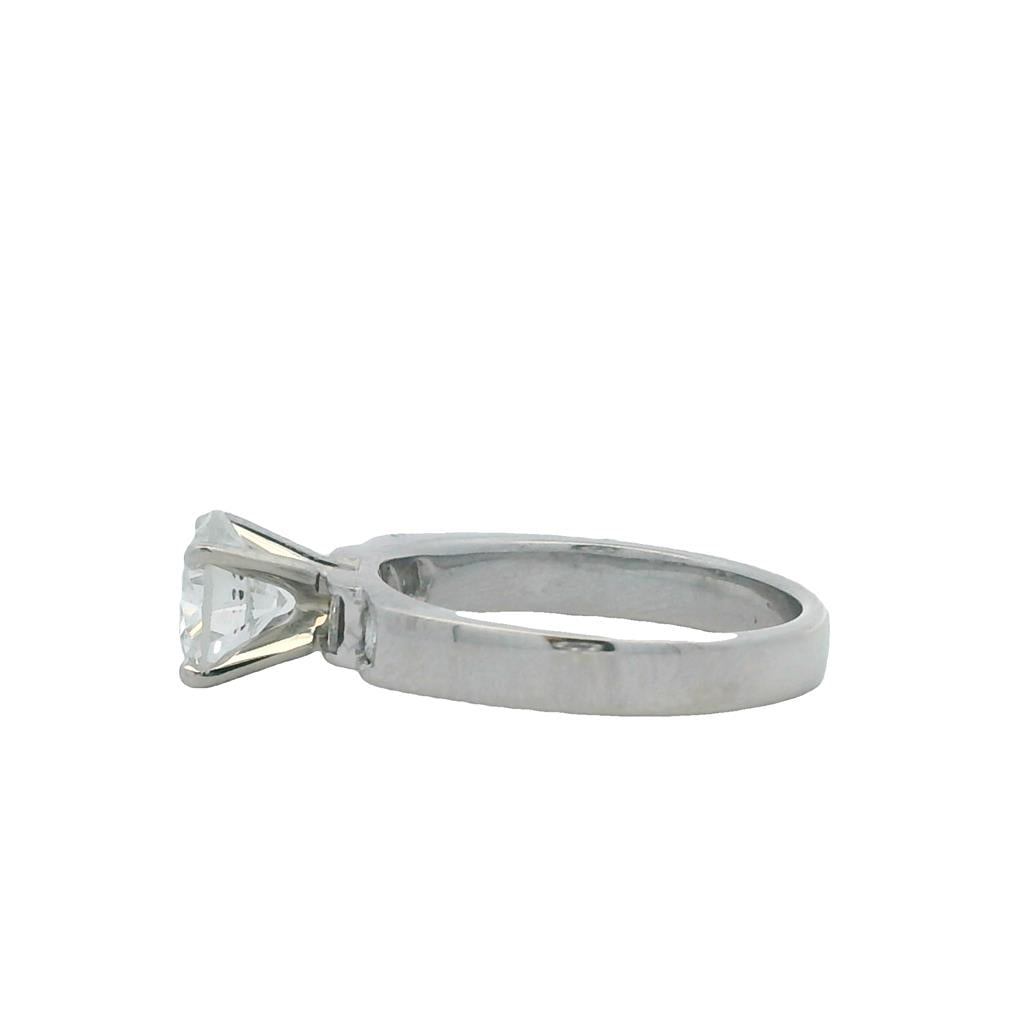 Estate Platinum Round Diamond Engagement Ring - 1.28 TCW Contemporary Design