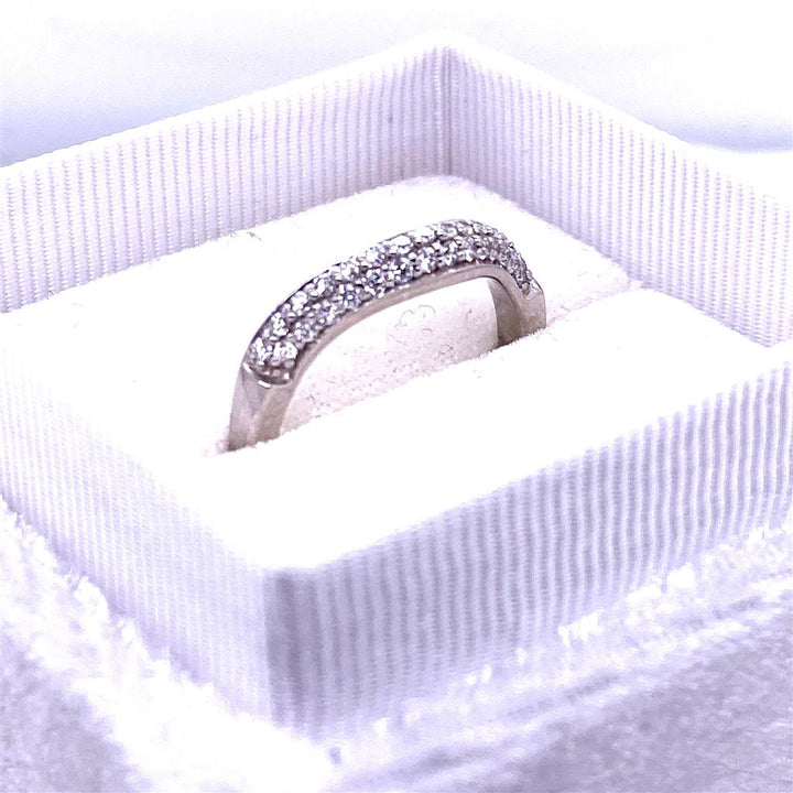 Estate Platinum Diamond Curved Wedding Band Ring