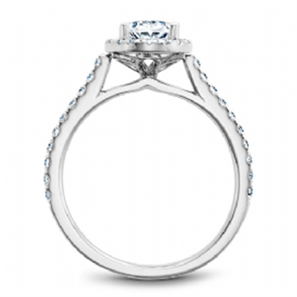 14K White Gold 0.37ctw Diamond Oval Halo Engagement Ring Mounting