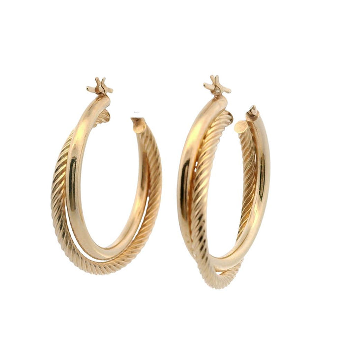 Estate 14K Yellow Gold Hollow Twisted Hoop Earrings