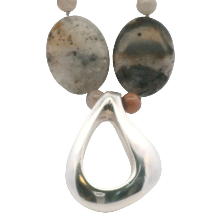 EST Sterling Silver Simon Sebbag Agate Necklace 18"  Contemporary