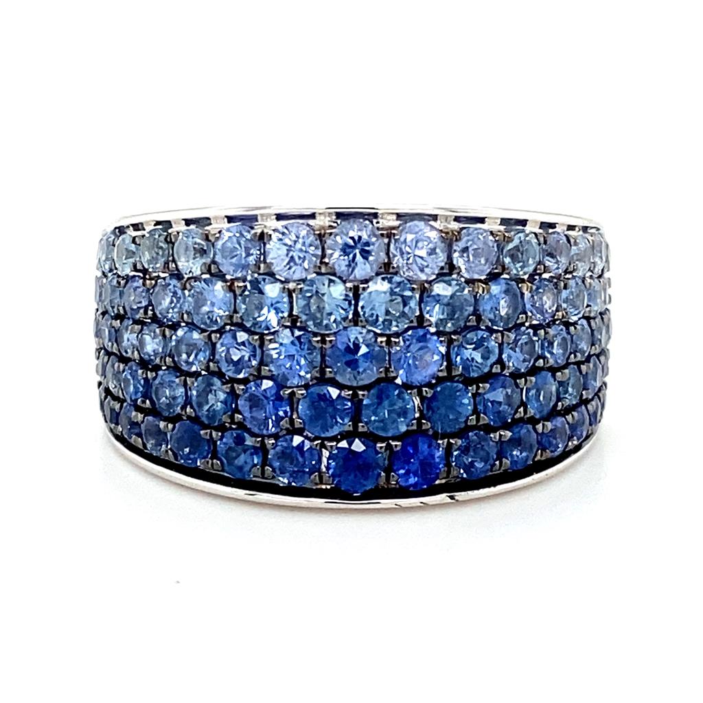 14K White Gold 2.30ctw Ombre Blue Sapphire Wide Fashion Band by Le Vian