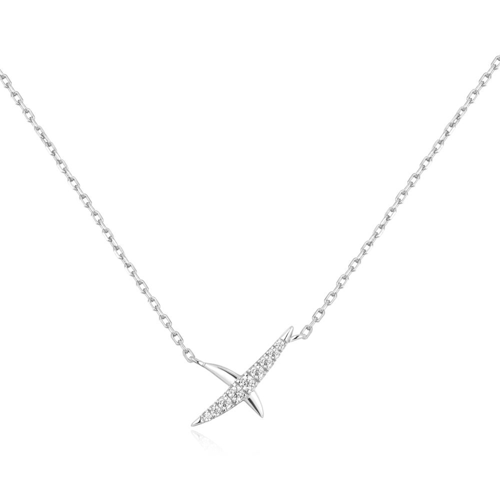 Sterling Silver Cubic Zirconia X Necklace by Ania Haie