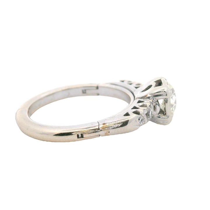 Estate 14K White Gold 1.06ctw Round Diamond Engagement Ring