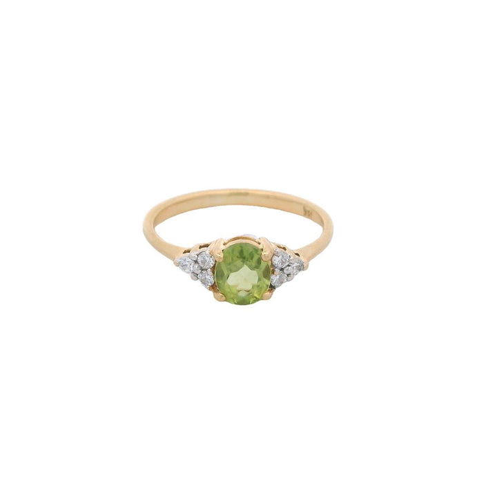 Estate 18K Yellow Gold Peridot & Cubic Zirconia Ring