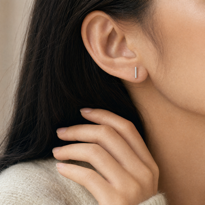 Sterling Silver Mini Bar Stud Earrings