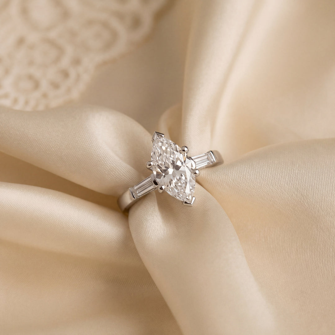 Estate Platinum 2.25 CTW Diamond Three-Stone Ring, Size 5.75