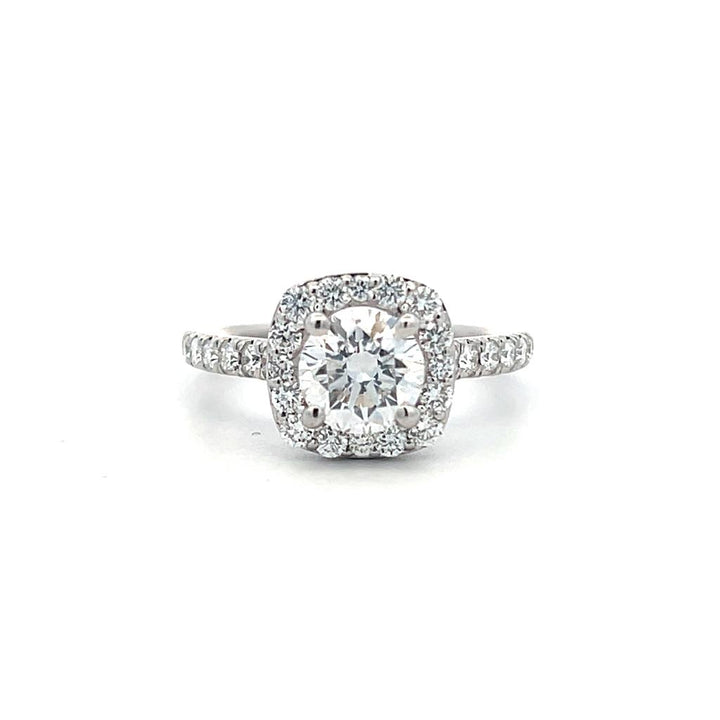 Estate 14K White Gold 1.63ct Round Lab Diamond Halo Engagement Ring by Gabriel & Co.