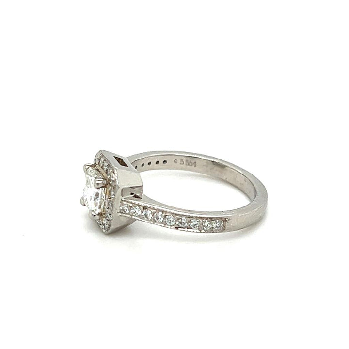 Estate Platinum 1.03ctw Radiant Cut Diamond Halo Engagement Ring