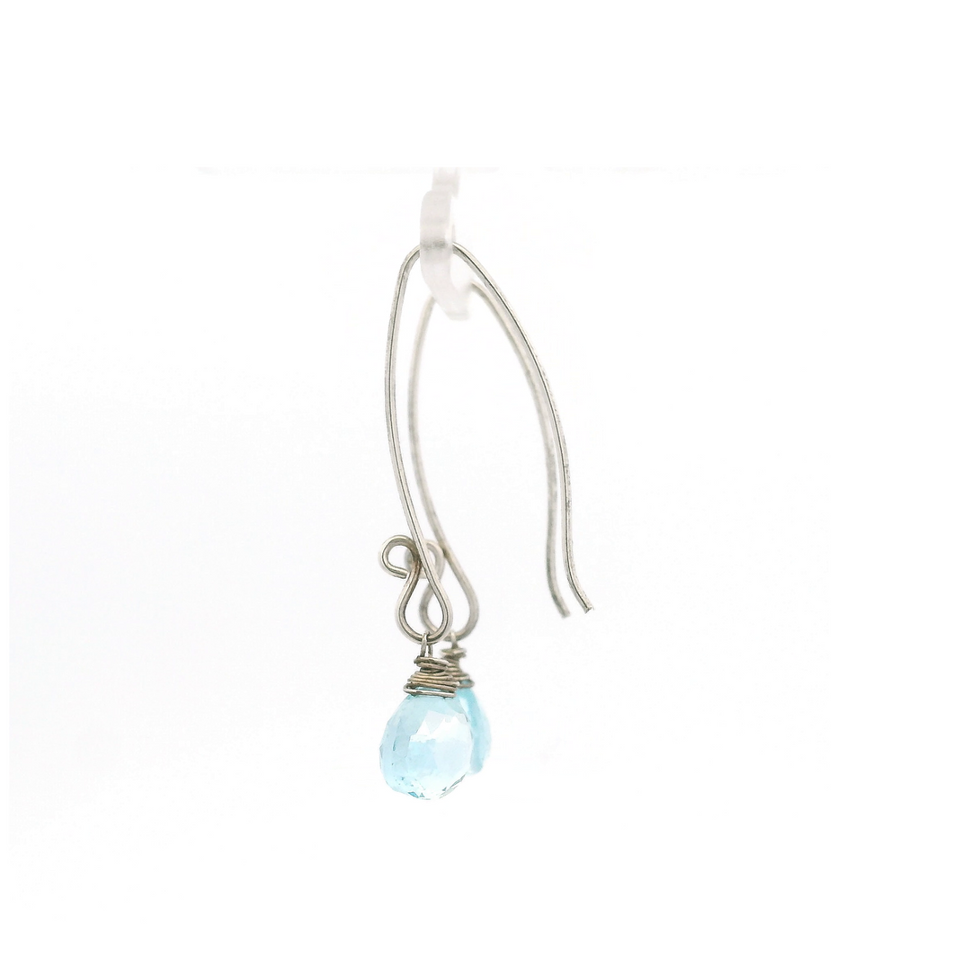 Estate Sterling Silver Blue Topaz Wire Dangle Earrings 11.24CT TWT