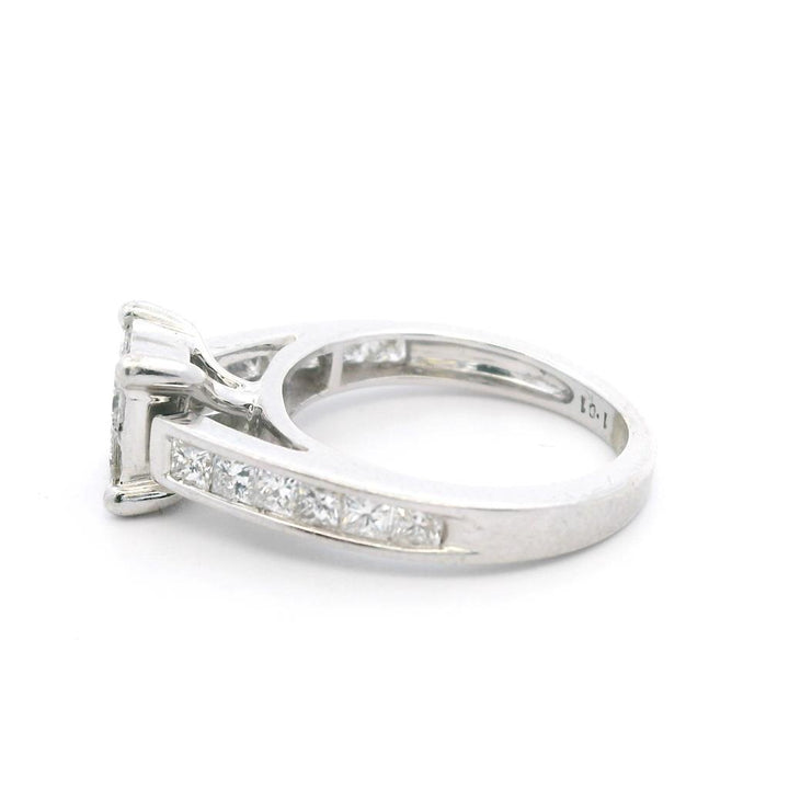 Estate 14K White Gold 0.96ctw Princess Cut Diamond Cluster Engagement Ring