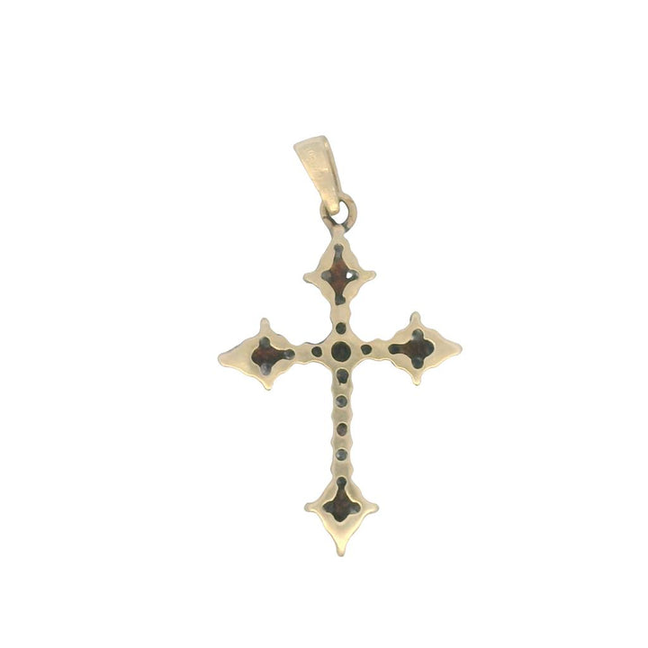 Estate 10K Two-Tone Gold Diamond Cross Pendant - Contemporary Design