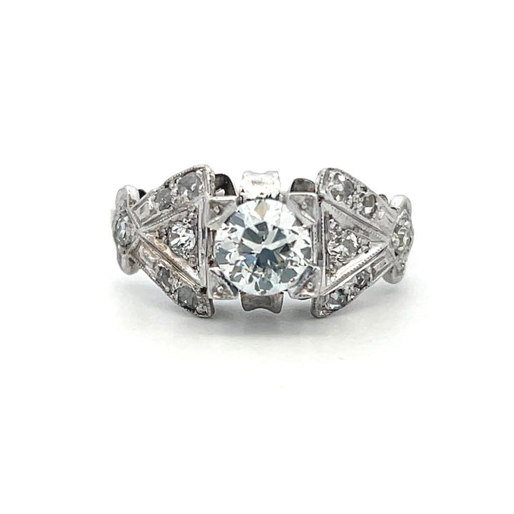 Estate 18K White Gold 0.69ctw Old European Cut Diamond Engagement Ring