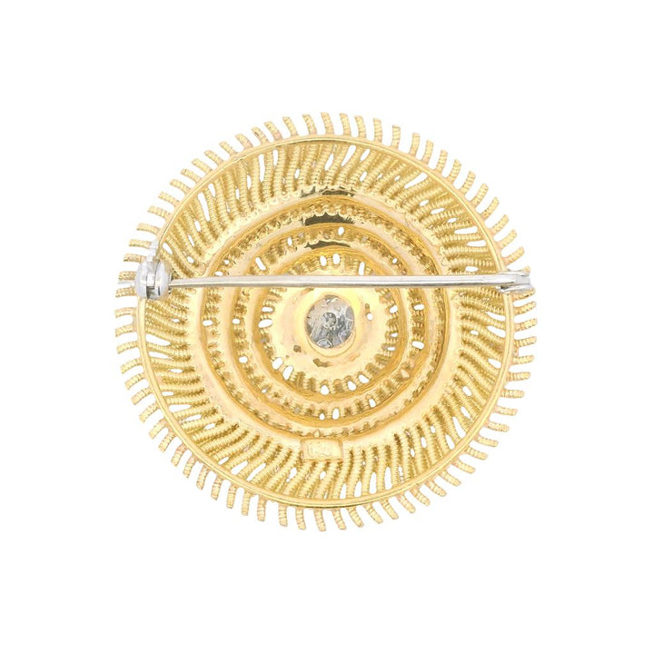 Estate 18K Yellow Gold 0.22ctw Diamond Swirl Brooch