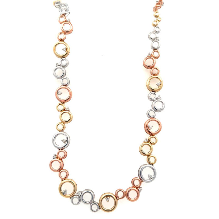 Estate 14K Three Tone Gold 0.25ctw Diamond Bubble Necklace