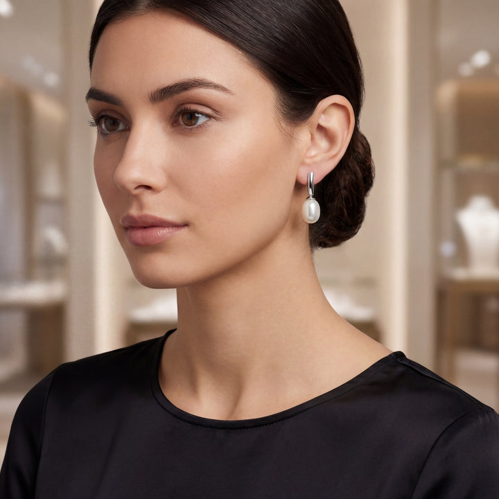 Estate Sterling Silver Faux Potato Pearl Drop Earrings
