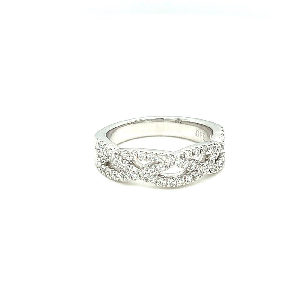 14K White Gold 0.50ctw Round Diamond Twist Wedding Band