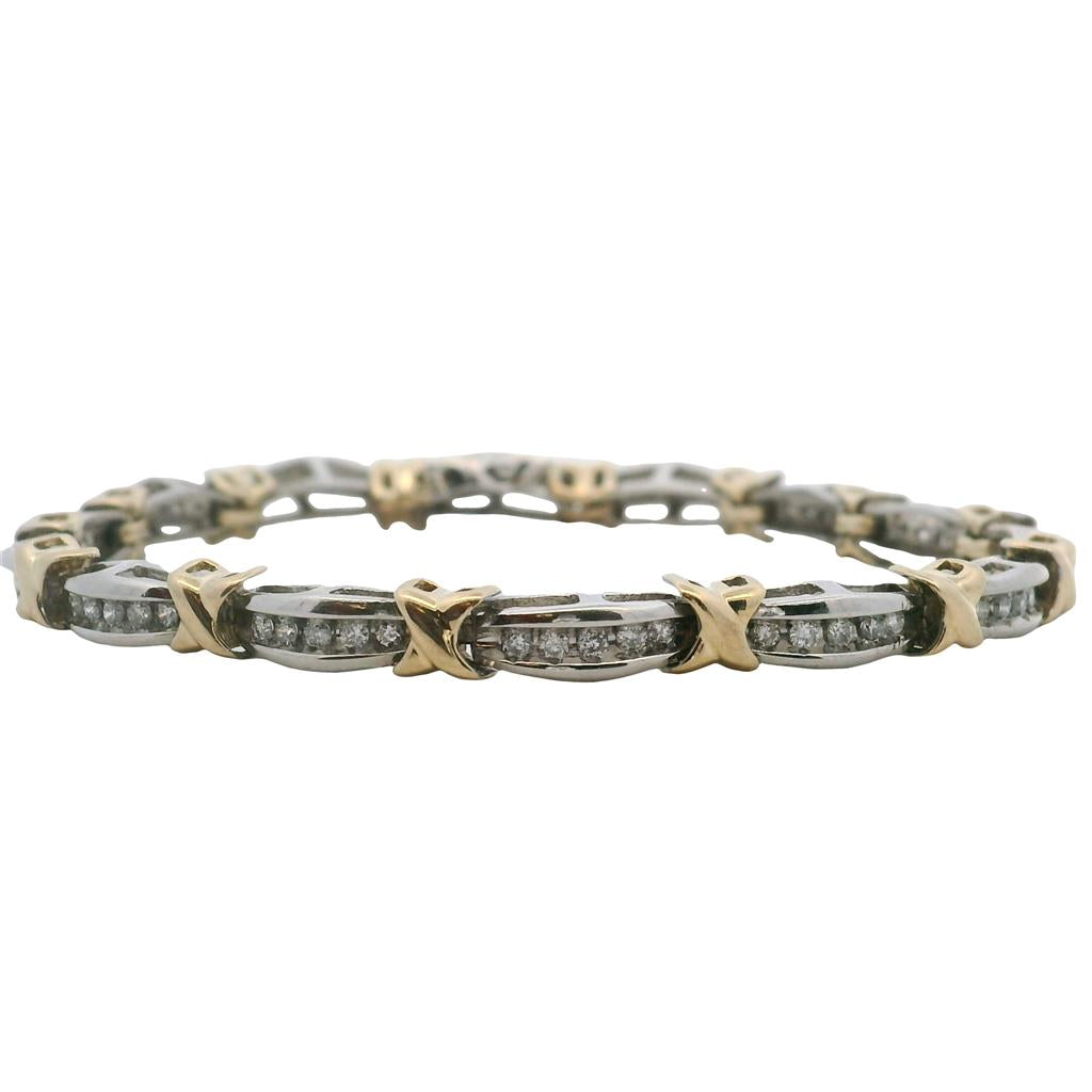 Estate 10K Two-Tone Gold Diamond Bracelet