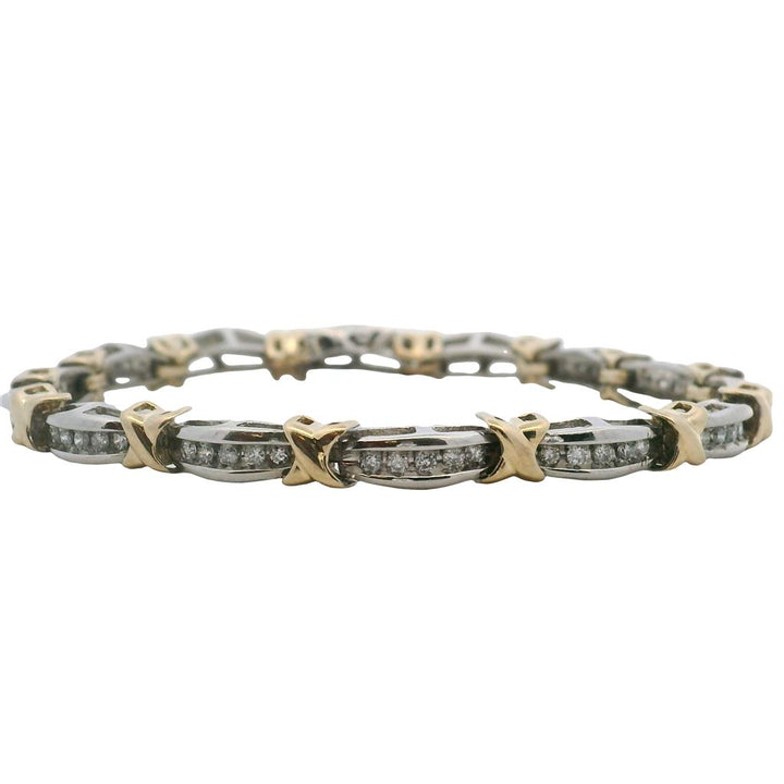 Estate 10K Two-Tone Gold Diamond Bracelet
