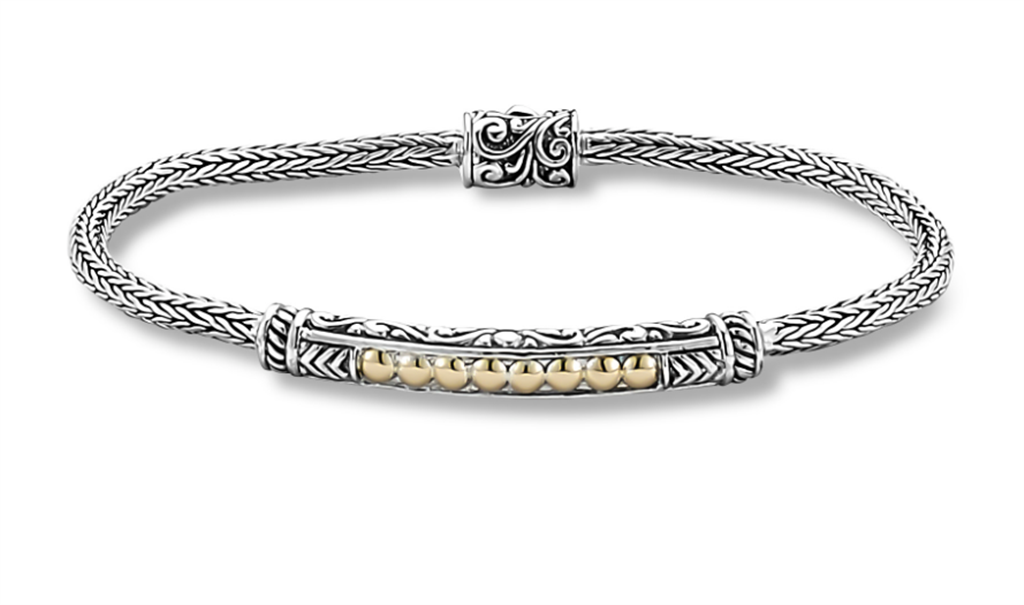 Sterling Silver & 18K Yellow Gold Tulang Naga Bar Bracelet by Samuel B.