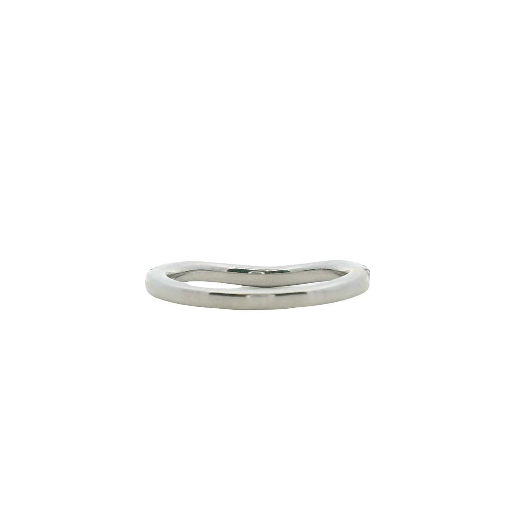Estate 14K White Gold Curved Round Diamond Wedding Band - 0.49 TCW Contemporary Design