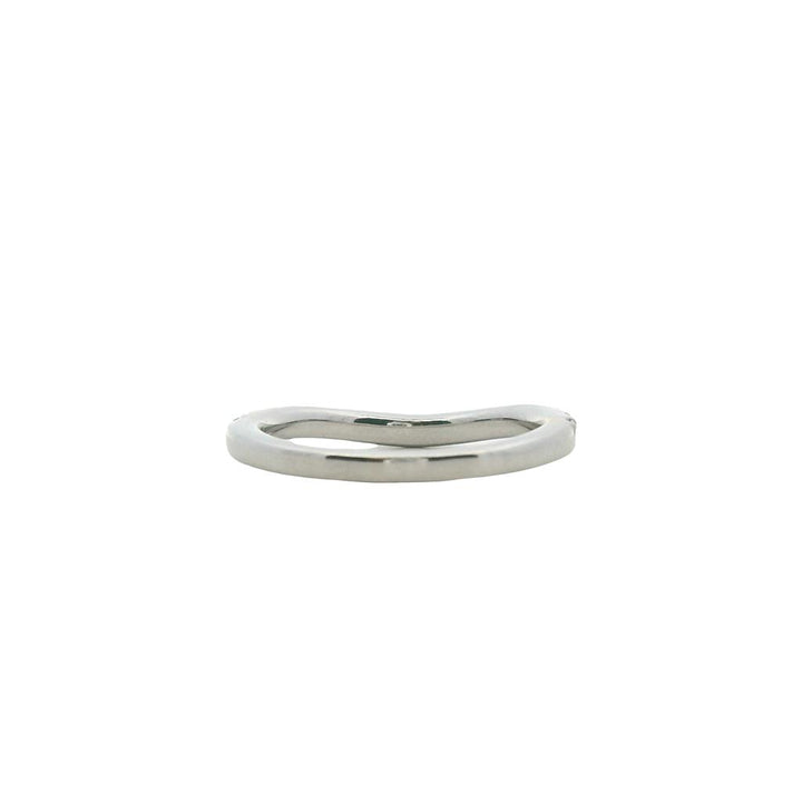 Estate 14K White Gold Curved Round Diamond Wedding Band - 0.49 TCW Contemporary Design