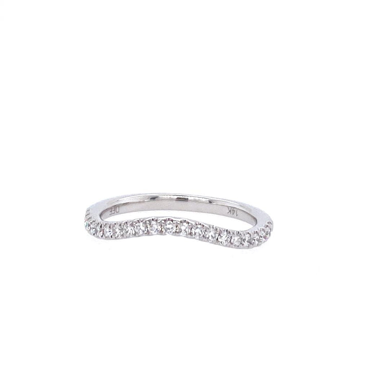 14K White Gold 0.25ctw Round Diamond Contoured Wedding Band