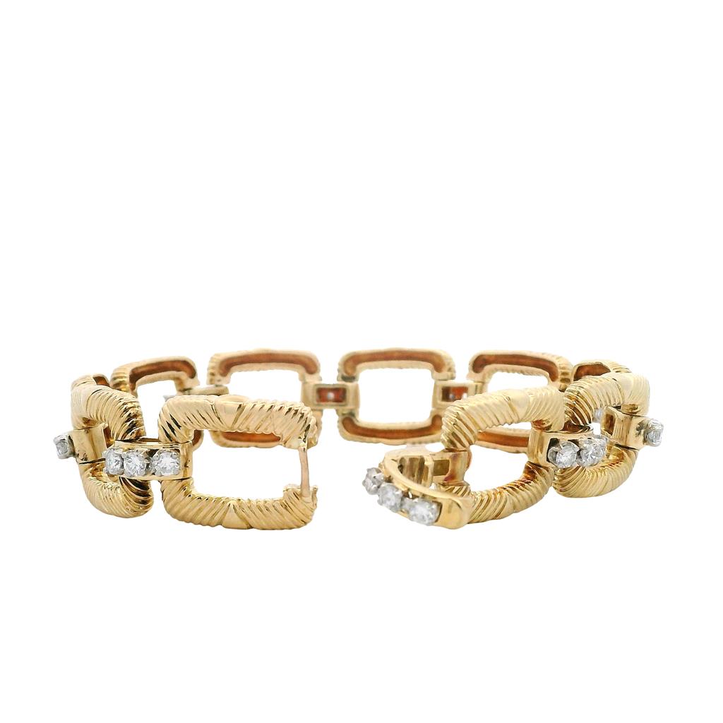 Estate Platinum & 18K Yellow Gold 1ctw Diamond Link Bracelet