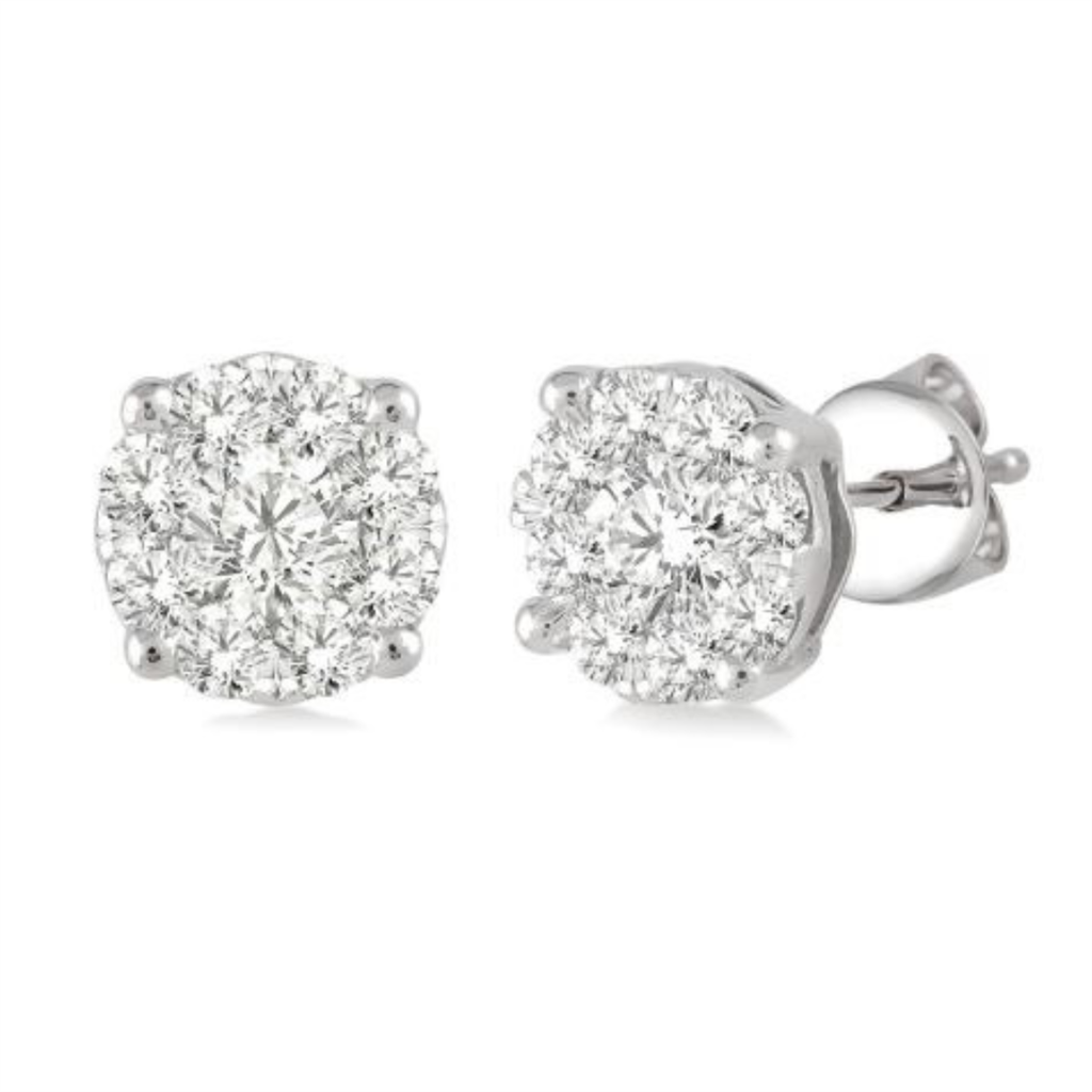 14K White Gold 0.15ctw Diamond Cluster Stud Earrings