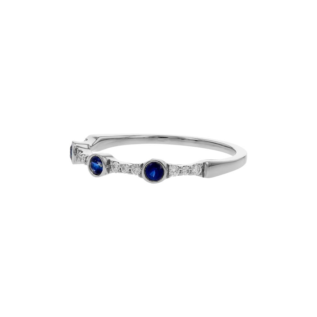 14K White Gold 0.25ctw Blue Sapphire & Diamond Station Ring by Allison Kaufman