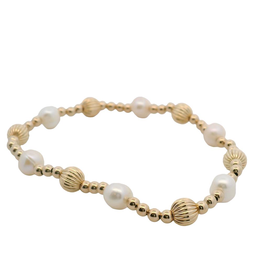 Dee Berkley Gold-Filled Twisted Bead and Pearl Bracelet