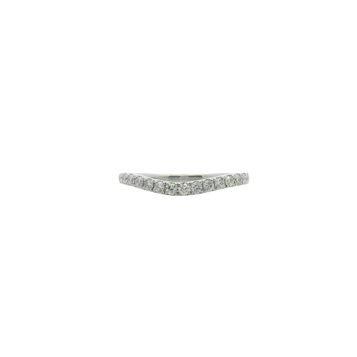 Estate 14K White Gold Curved Round Diamond Wedding Band - 0.49 TCW Contemporary Design