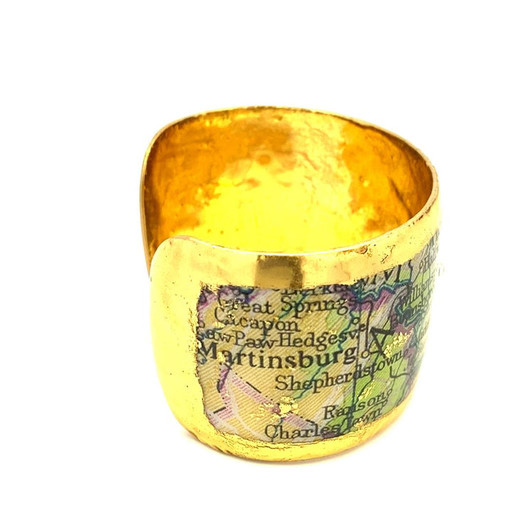 22K Gold Leaf Frederick,MD Map Cuff Bracelet by Evocateur