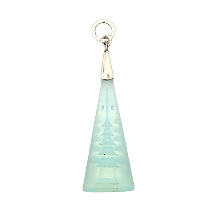 Estate Sterling Silver Opaline Glass Pagoda Pendant