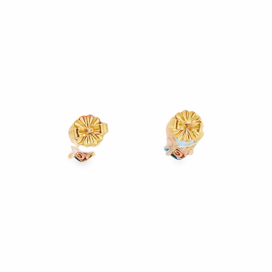 Estate 14K Yellow Gold Heart Shape London Blue Topaz Stud Earrings 4.60CT TWT