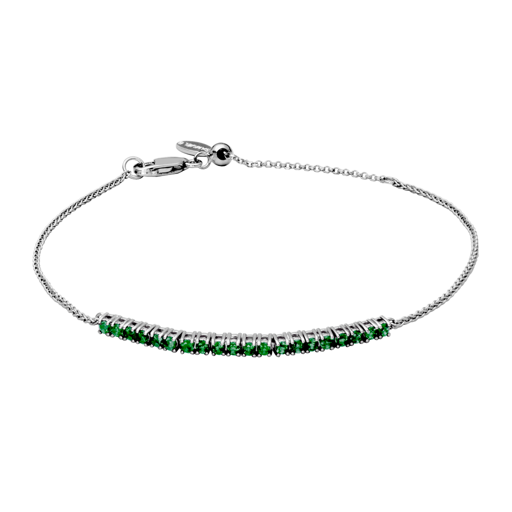 Sterling Silver Emerald Bolo Bracelet by Samuel B.