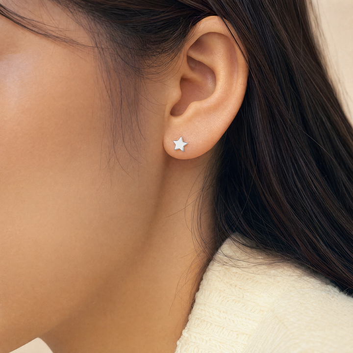 Sterling Silver Mini Star Stud Earrings